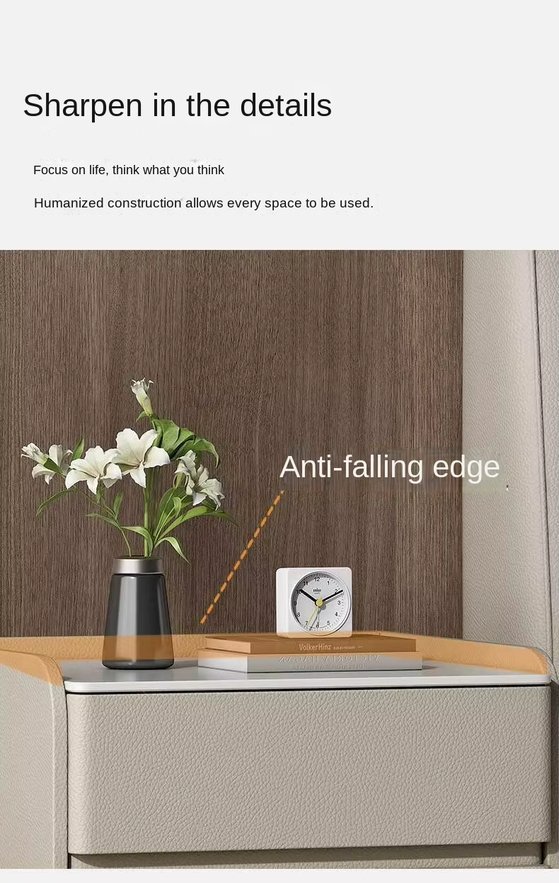 Modern Simple Smart Bedside Table with Wireless Charging Three Color Light for Bedroom Use - Image 4