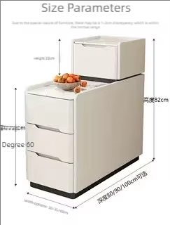 Cream Tiered Side Table with White Stone Tabletop Multi Drawer Sofa Side Storage Cabinet - Image 8