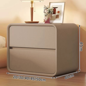 Rounded Edge 2-Drawer Bedside Table, Minimalist Cube Storage Customizable Nightstand  for Bedroom