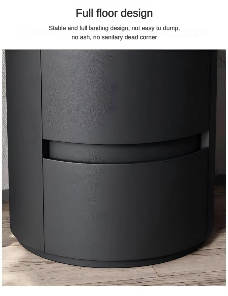 Modern Minimalist Sintered Stone Top Round Beside Table Storage Two Drawers for Bedroom - Image 12