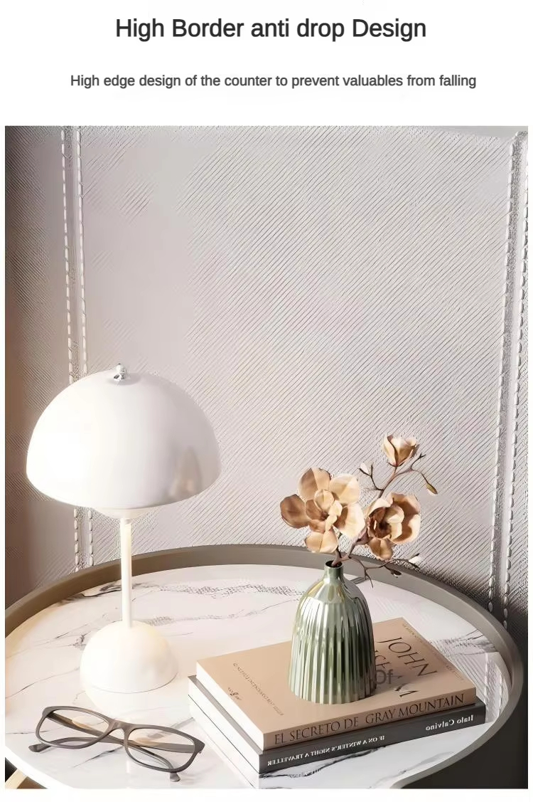 Modern Minimalist Sintered Stone Top Round Beside Table Storage Two Drawers for Bedroom - Image 10