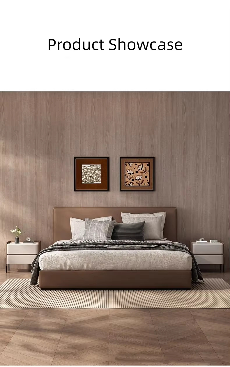 Modern Simple Two-Drawer Bedroom Storage Nightstand with Metal Support Legs Sintered Stone Top for Hotel or Home Use - Image 9
