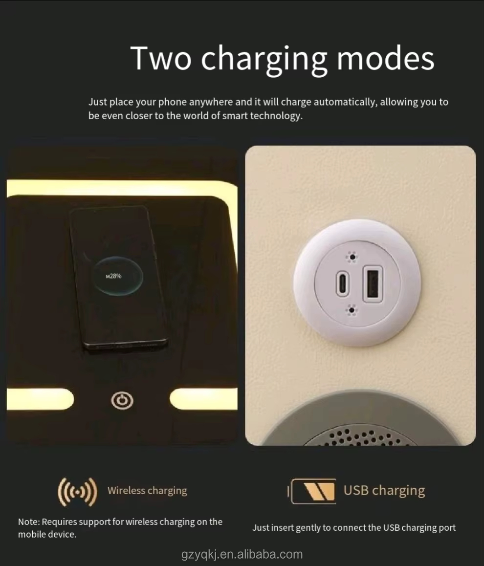 Cream Style Minimalist Three Drawer Bedroom Nightstand with Sensor Light Wireless Charging for Home or Hotel Use - Image 8
