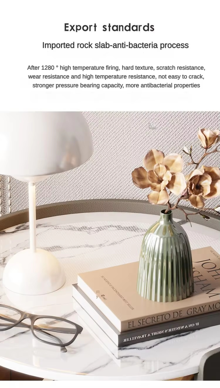 Modern Minimalist Sintered Stone Top Round Beside Table Storage Two Drawers for Bedroom - Image 9