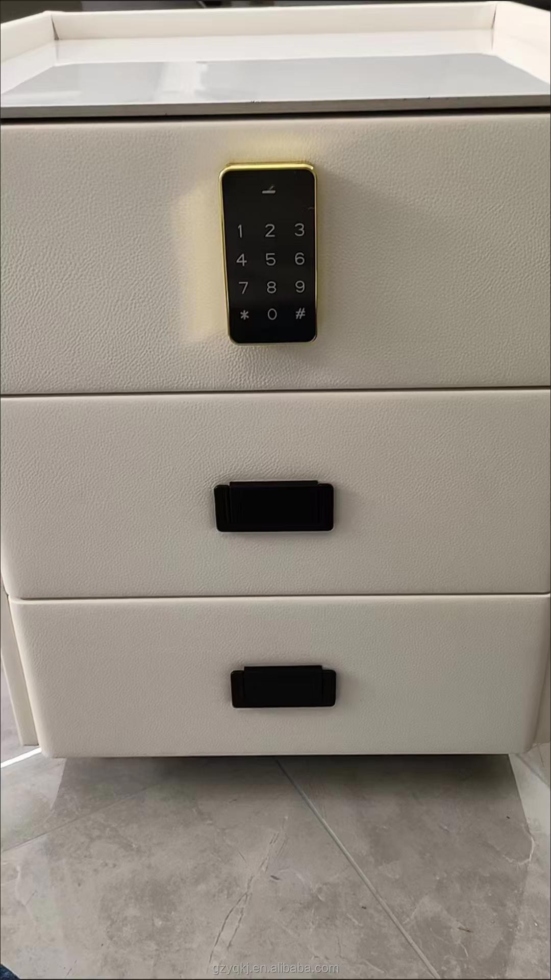 Cream Style Minimalist Three Drawer Bedroom Nightstand with Sensor Light Wireless Charging for Home or Hotel Use - Image 11