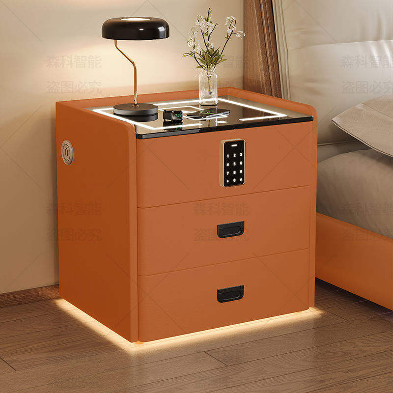 Cream Style Minimalist Three Drawer Bedroom Nightstand with Sensor Light Wireless Charging for Home or Hotel Use - Image 7