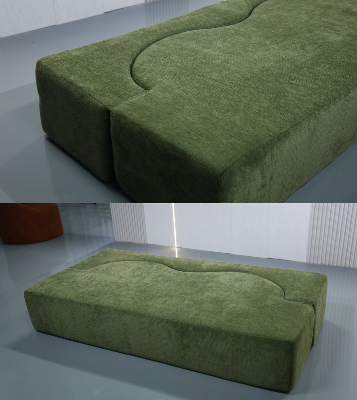 Wave-Shaped Corduroy Folding Sofa Bed with Rolled Packaging - Image 5