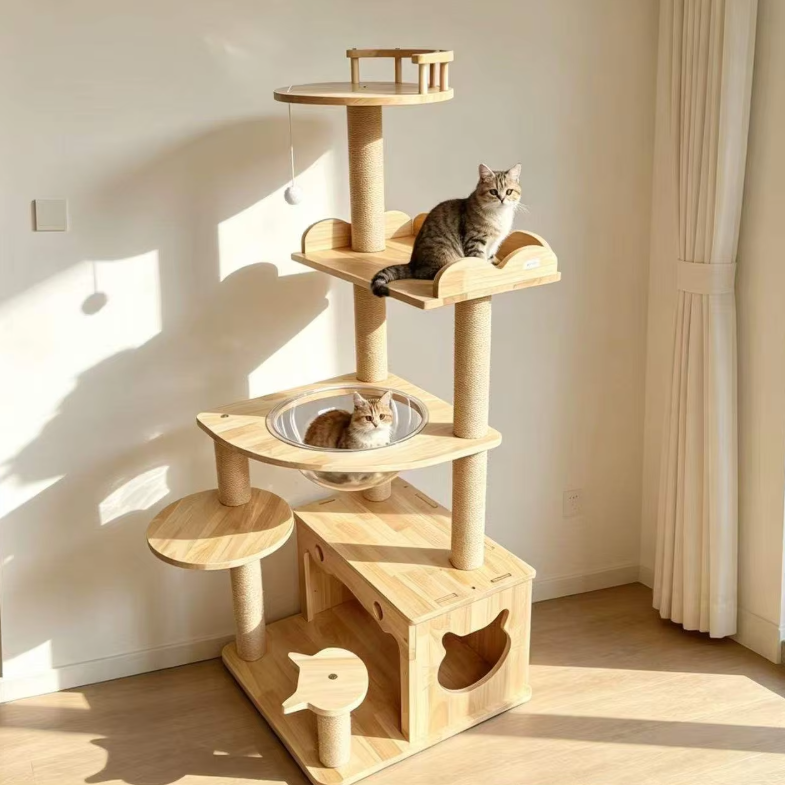 Luxury Multi-Level Cat Tree with Private Condo, Wave Perch & Space Capsule - Image 6