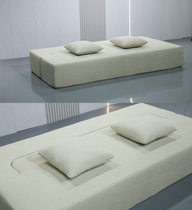 Folding Corduroy Sofa Bed with High-Density Sponge & Adjustable Design - Image 3