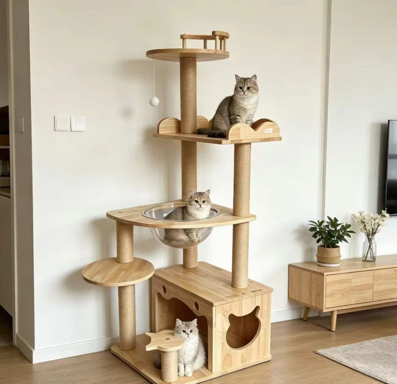 Luxury Multi-Level Cat Tree with Private Condo, Wave Perch & Space Capsule - Image 3