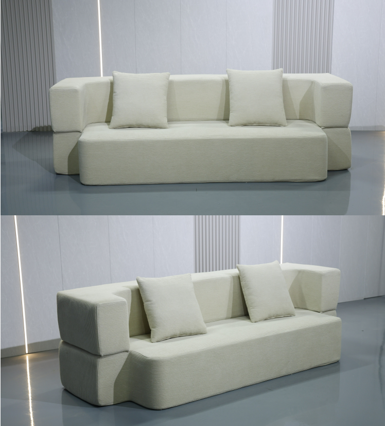 Folding Corduroy Sofa Bed with High-Density Sponge & Adjustable Design - Image 6