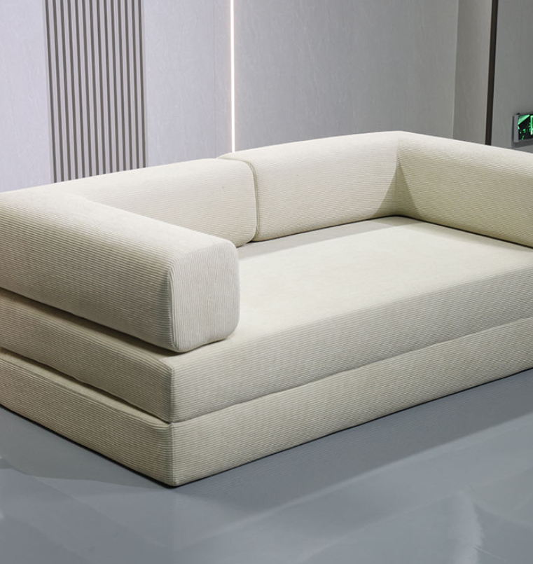 Frameless Compressed Corduroy Sofa with High-Density Foam Core - Image 6