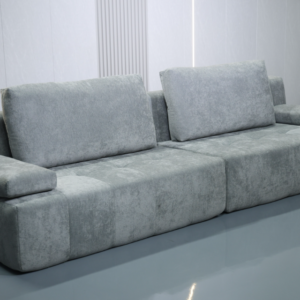 Modern Grey 3-Seater Corduroy Sofa with Adjustable Armrest Pads & Tufted Seats