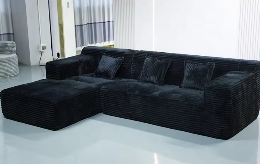 Extra-Wide Modular 3-Seater Corduroy Sofa with Plush Cushions