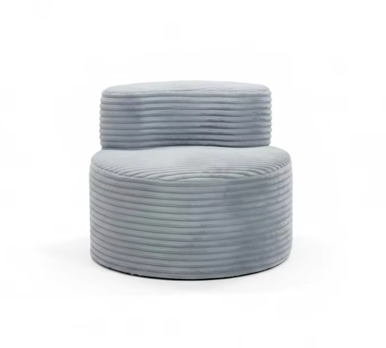 Minimalist Round Corduroy Accent Chair with Low Backrest