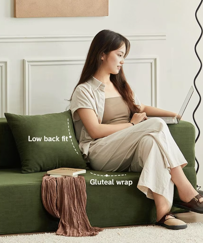 Folding Corduroy Sofa Bed with High-Density Sponge & Adjustable Design - Image 4