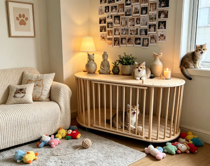 Modern Wooden Dog Crate Furniture Style Pet Cage Side Table Indoor Cat House Kennel With Wheels For Small Dogs Puppy Cats - Image 5