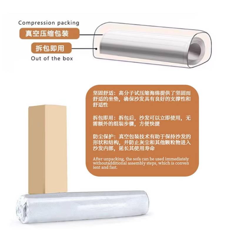Wave-Shaped Corduroy Folding Sofa Bed with Rolled Packaging - Image 3