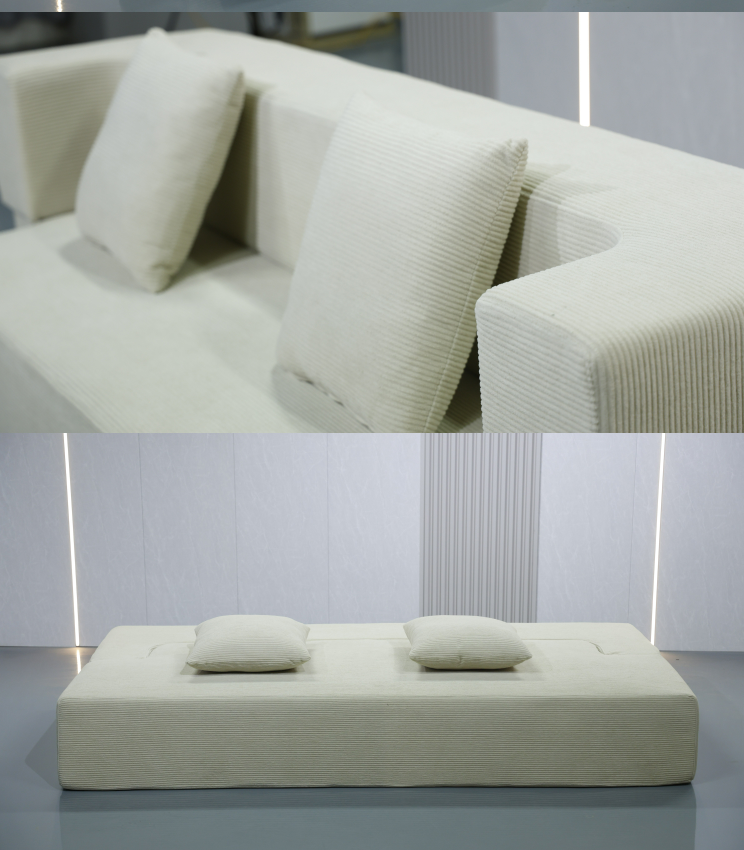Folding Corduroy Sofa Bed with High-Density Sponge & Adjustable Design - Image 5