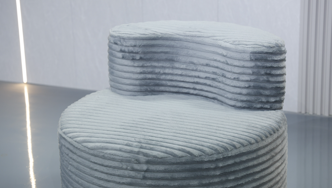 Minimalist Round Corduroy Accent Chair with Low Backrest - Image 4