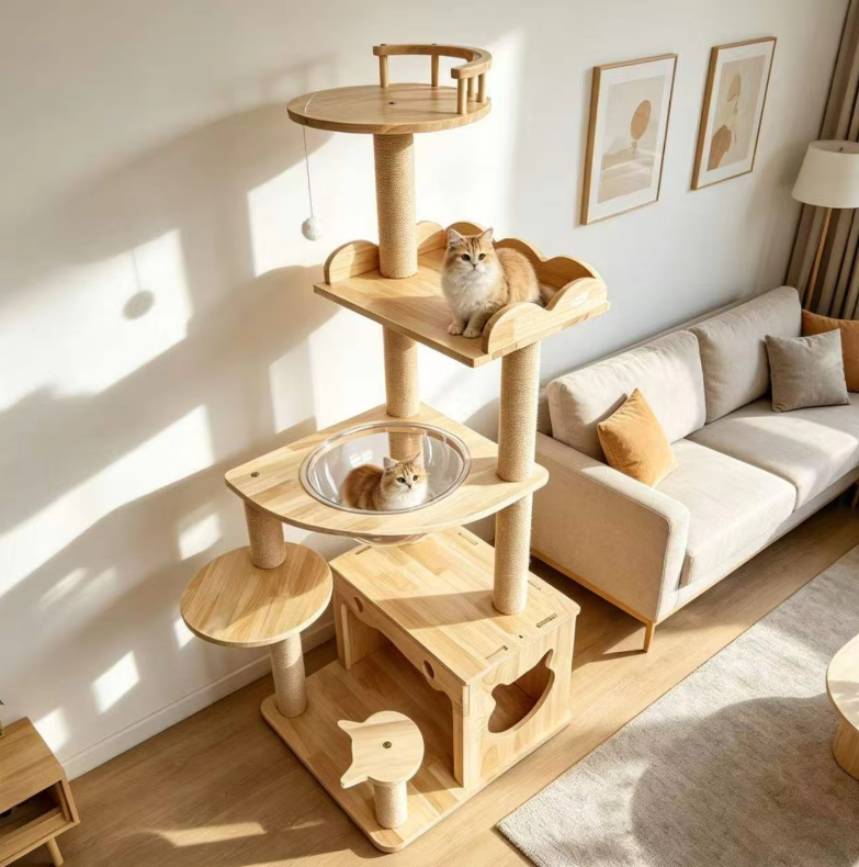 Luxury Multi-Level Cat Tree with Private Condo, Wave Perch & Space Capsule - Image 2