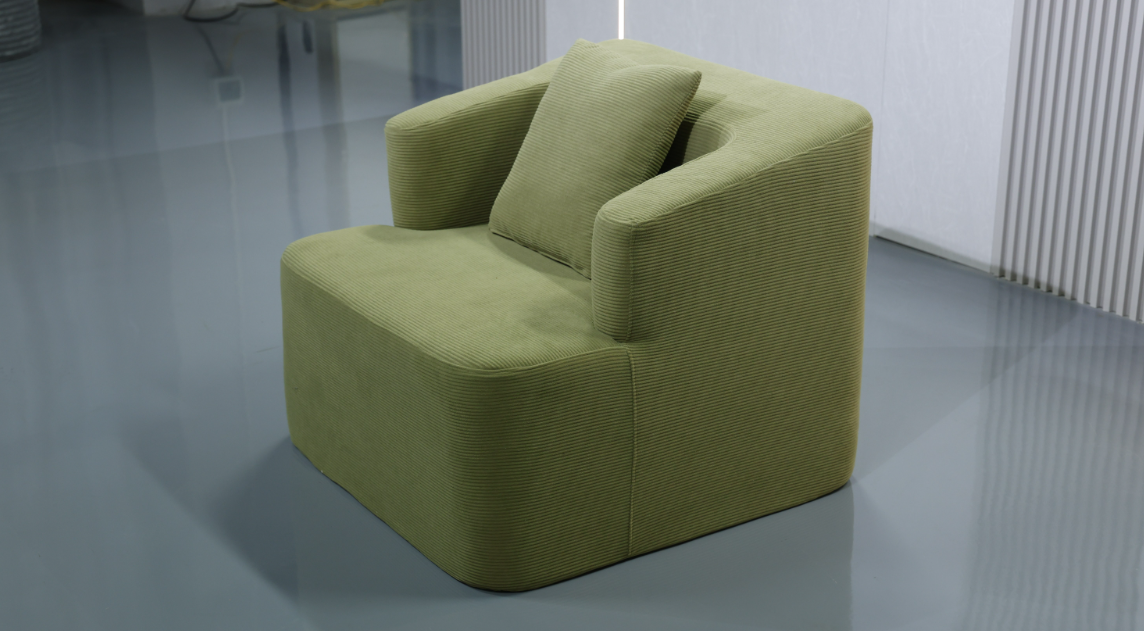 Modern Sage Green Armchair with Wide Armrests & Matching Lumbar Pillow - Image 6