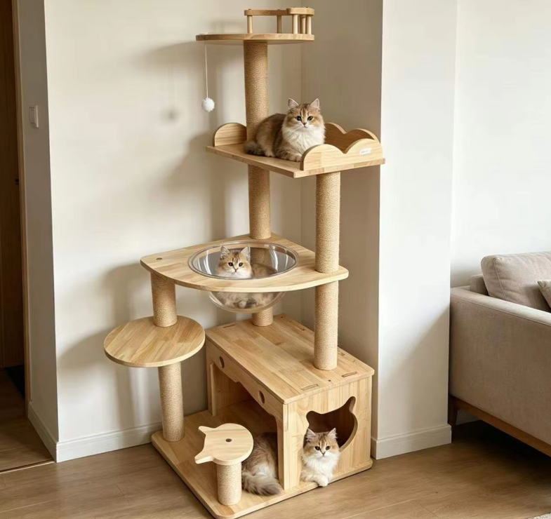 Luxury Multi-Level Cat Tree with Private Condo, Wave Perch & Space Capsule - Image 7