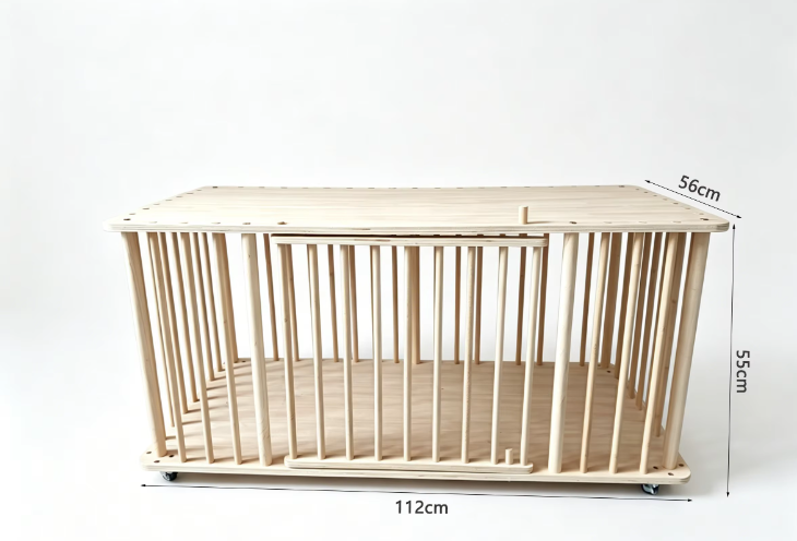 Solid Wood Single-Tier Cat Condo with Rolling Wheels & Spacious Top Shelf - Image 10