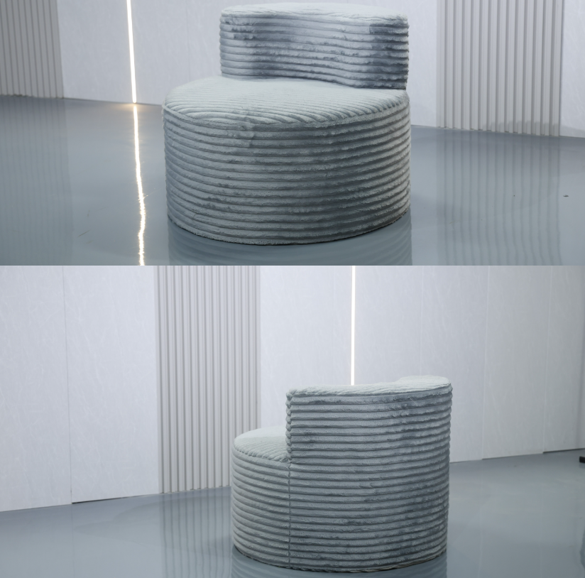 Minimalist Round Corduroy Accent Chair with Low Backrest - Image 6