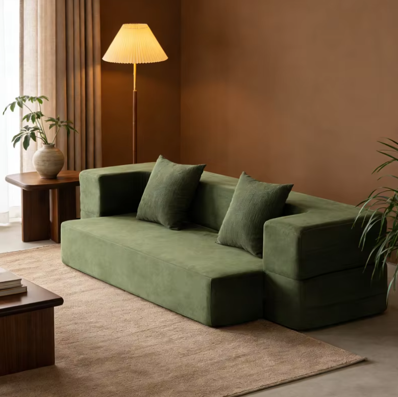 Folding Corduroy Sofa Bed with High-Density Sponge & Adjustable Design - Image 8