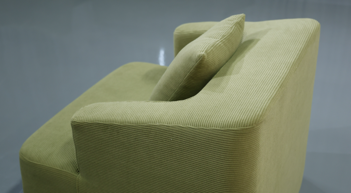 Modern Sage Green Armchair with Wide Armrests & Matching Lumbar Pillow - Image 5