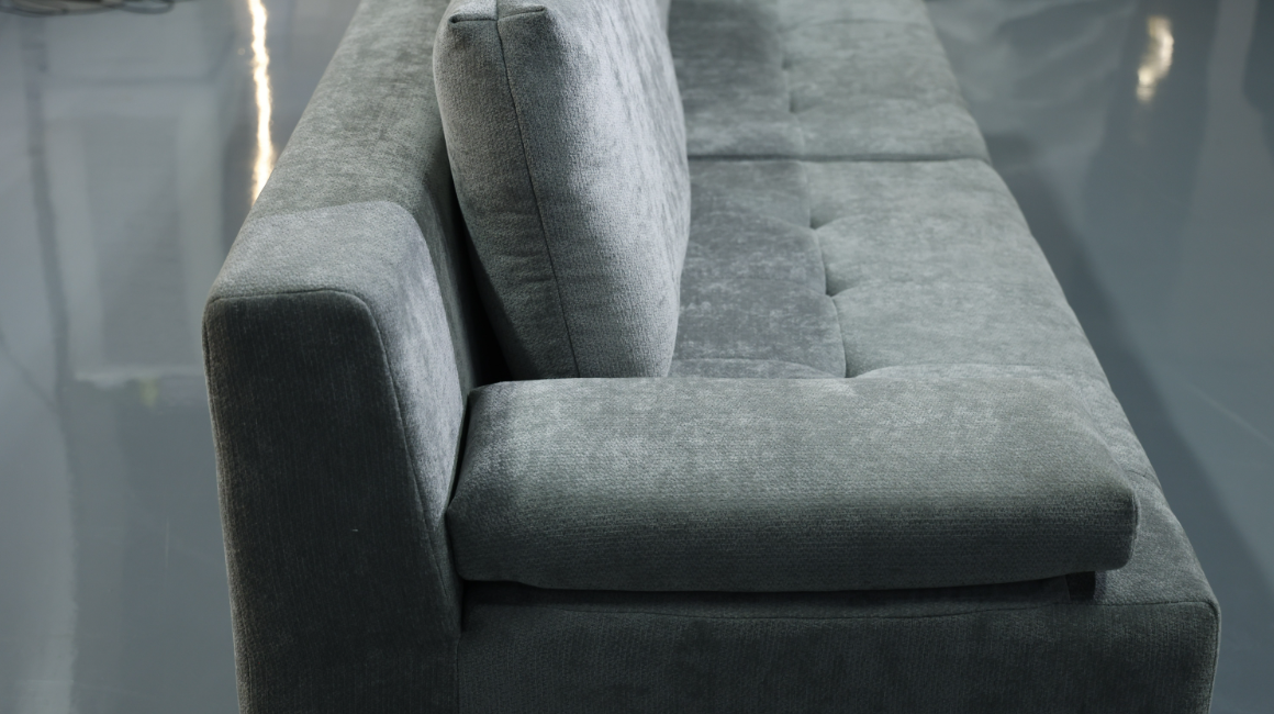 Modern Grey 3-Seater Corduroy Sofa with Adjustable Armrest Pads & Tufted Seats - Image 8