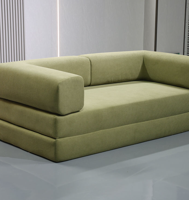 Frameless Compressed Corduroy Sofa with High-Density Foam Core - Image 3