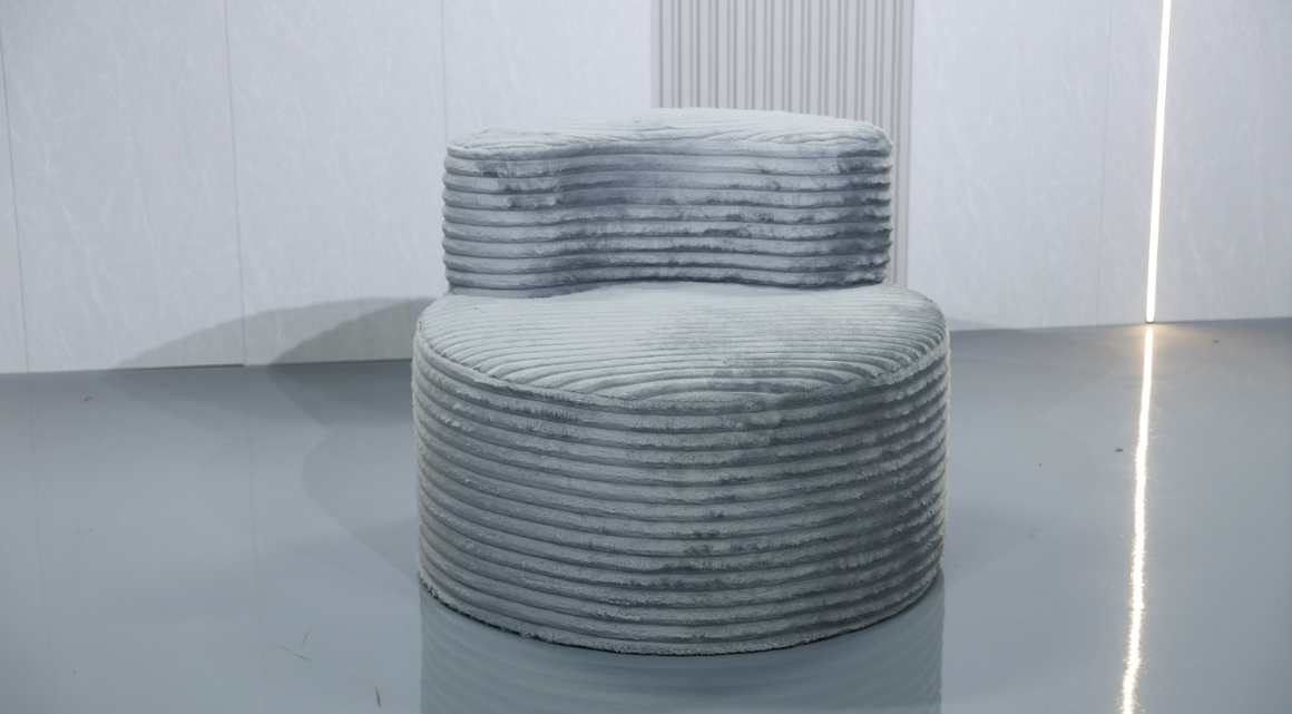 Minimalist Round Corduroy Accent Chair with Low Backrest - Image 2