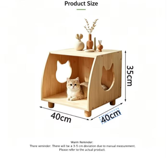 Modern Wooden Cat House Nightstand Pet Bed Side Table with Cat Face Cutout Multifunctional Indoor Pet Furniture for Wholesale - Image 8