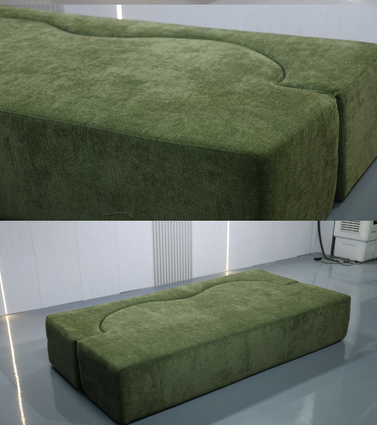 Wave-Shaped Corduroy Folding Sofa Bed with Rolled Packaging - Image 2