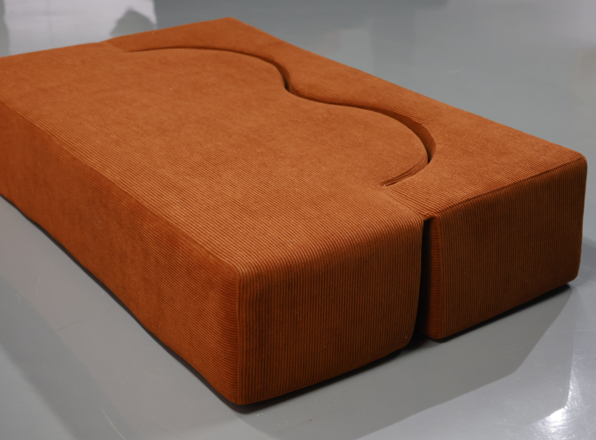 Wave-Shaped Corduroy Folding Sofa Bed with Rolled Packaging - Image 6
