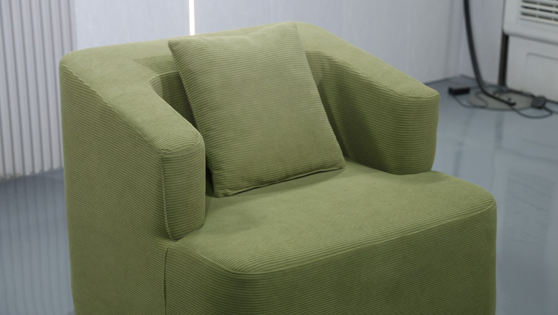 Modern Sage Green Armchair with Wide Armrests & Matching Lumbar Pillow - Image 2