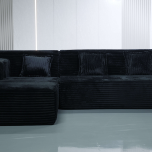 Modern Grey 3-Seater Corduroy Sofa with Adjustable Armrest Pads & Tufted Seats