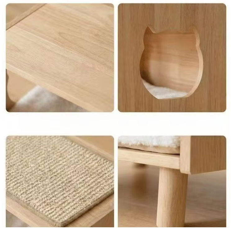 Modern Wooden Cat House Nightstand Pet Bed Side Table with Cat Face Cutout Multifunctional Indoor Pet Furniture for Wholesale - Image 10