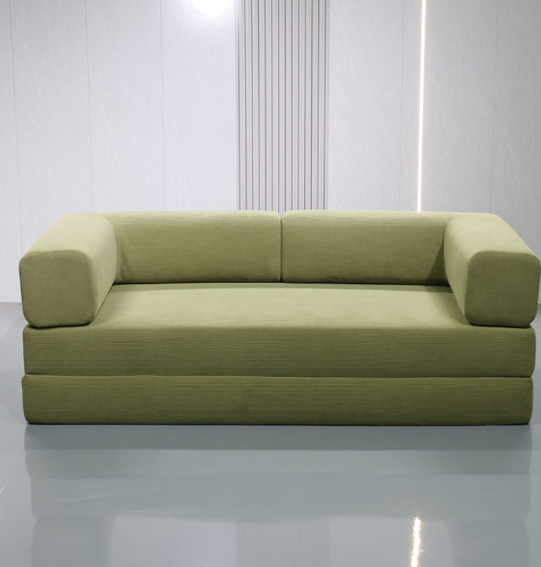 Frameless Compressed Corduroy Sofa with High-Density Foam Core - Image 7