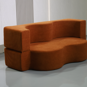 Wave-Shaped Corduroy Folding Sofa Bed with Rolled Packaging