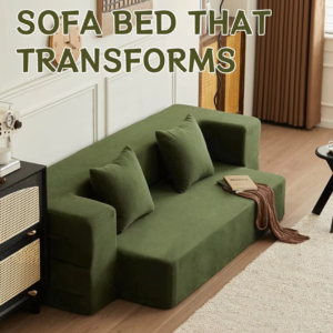Folding Corduroy Sofa Bed with High-Density Sponge & Adjustable Design