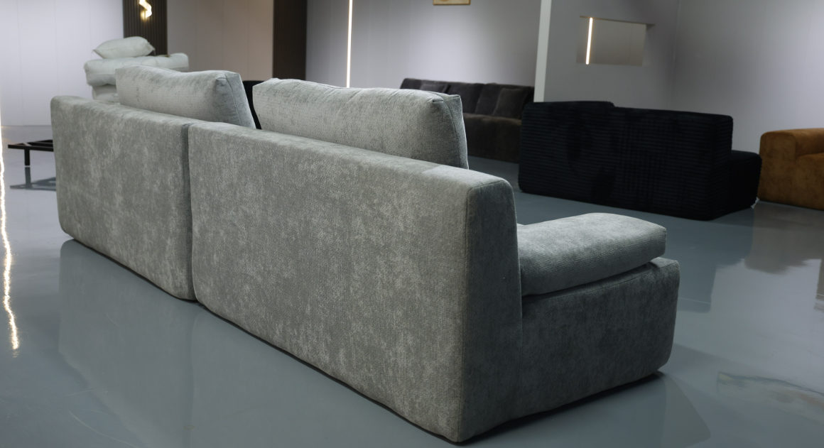 Modern Grey 3-Seater Corduroy Sofa with Adjustable Armrest Pads & Tufted Seats - Image 4
