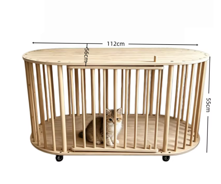Modern Wooden Dog Crate Furniture Style Pet Cage Side Table Indoor Cat House Kennel With Wheels For Small Dogs Puppy Cats - Image 2