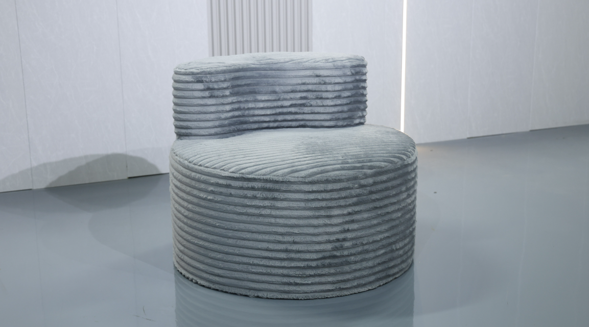 Minimalist Round Corduroy Accent Chair with Low Backrest - Image 3