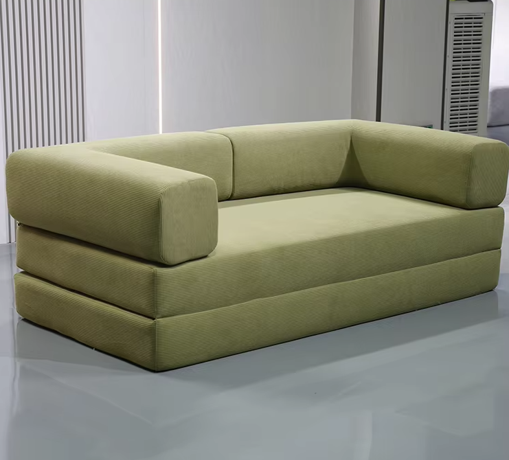 Frameless Compressed Corduroy Sofa with High-Density Foam Core - Image 8