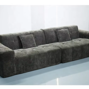 Luxurious Grey Chenille 3-Seater Sofa with Tufted Design