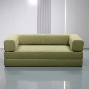Frameless Compressed Corduroy Sofa with High-Density Foam Core