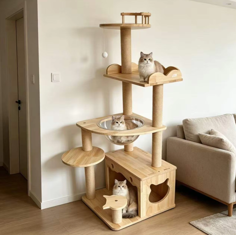 Luxury Multi-Level Cat Tree with Private Condo, Wave Perch & Space Capsule - Image 5